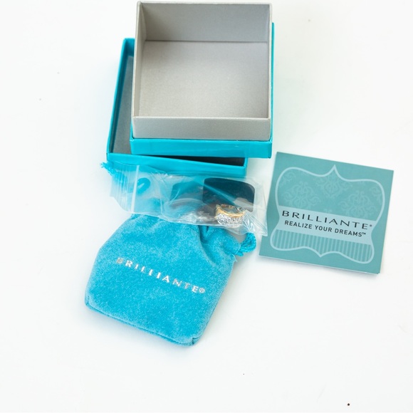 Quiet luxury huggie hoop gold tone earrings pave CZ minimalist by Brilliante - Picture 16 of 16